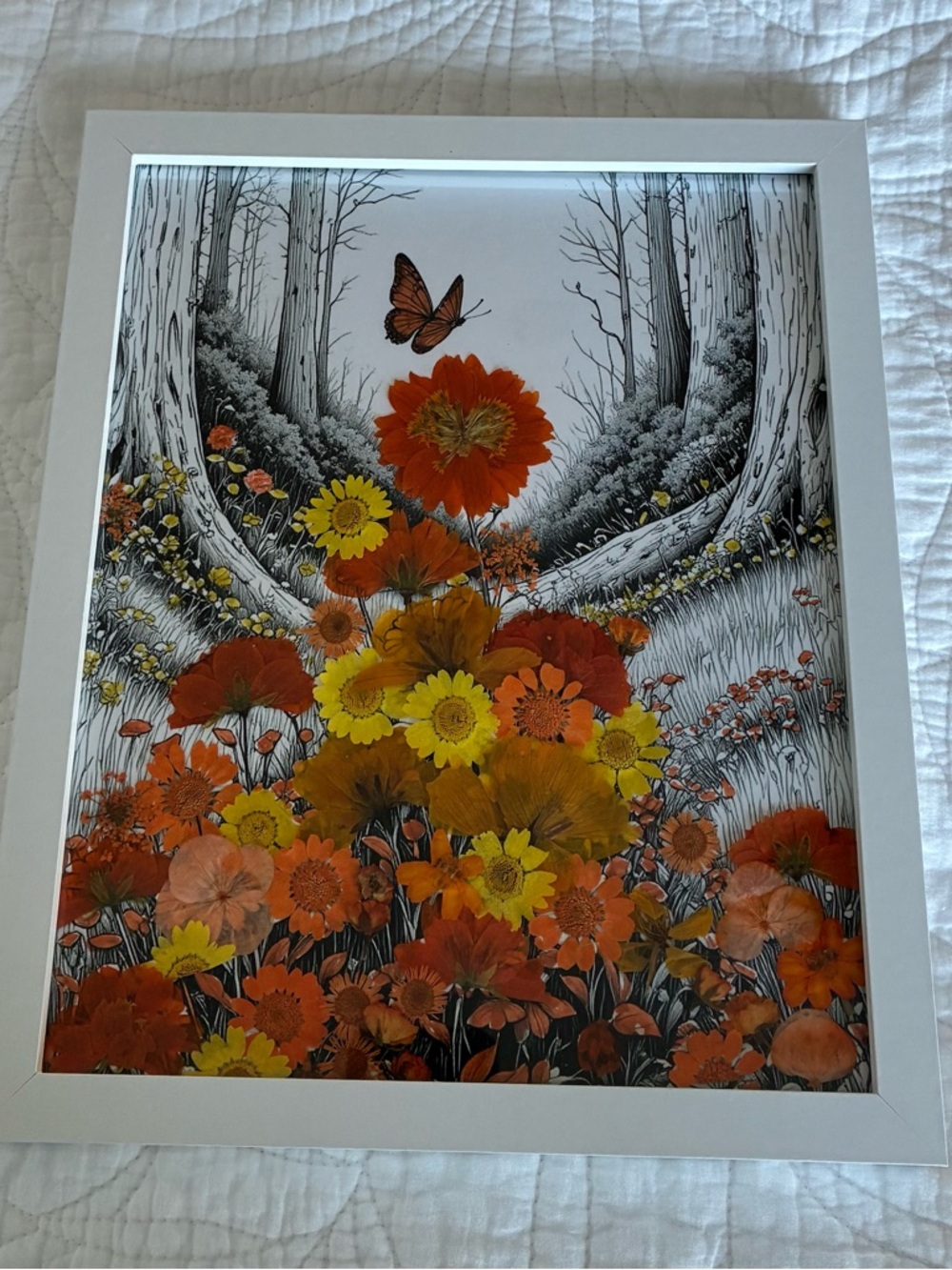 Framed Floral Forest Pressed Dried Flowers Art